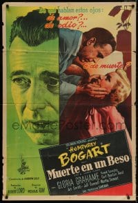 5p475 IN A LONELY PLACE Argentinean 1950 headshot art of Humphrey Bogart & w/sexy Gloria Grahame!