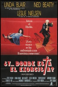 5p535 REPOSSESSED Argentinean 1991 Leslie Nielsen, Linda Blair, different wacky Exorcist spoof art!