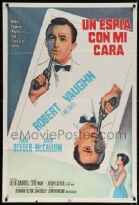 5p552 SPY WITH MY FACE Argentinean 1966 Robert Vaughn, Man from UNCLE, cool playing card art!