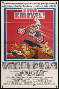 5p571 VIVA KNIEVEL Argentinean 1977 best artwork of the greatest daredevil jumping his motorcycle!