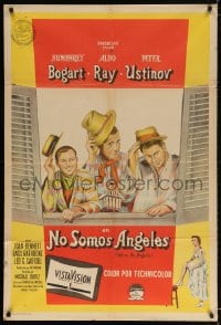 5p576 WE'RE NO ANGELS Argentinean 1955 art of Humphrey Bogart, Aldo Ray & Peter Ustinov!