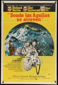 5p579 WHERE EAGLES DARE Argentinean 1968 great art of Clint Eastwood, Richard Burton & Mary Ure!
