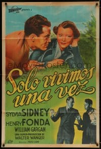 5p583 YOU ONLY LIVE ONCE Argentinean R1940s Fritz Lang film noir, art of Henry Fonda & Sylvia Sidney