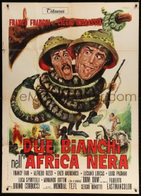 5p235 DUE BIANCHI NELL'AFRICA NERA Italian 1p 1970 Franco art of snake constricting Franco & Ciccio!