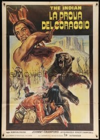 5p271 INDIAN PAINT Italian 1p 1978 art of Native American Johnny Crawford fighting grizzly bear!