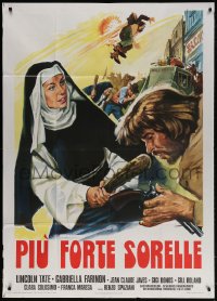 5p314 PIU FORTE SORELLE Italian 1p R1975 great spaghetti western art of nuns beating up cowboys!