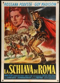 5p336 SLAVE OF ROME Italian 1p 1961 Guy Madison, Podesta, cool sword & sandal gladiator art!
