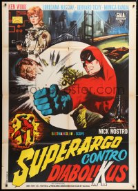 5p346 SUPERARGO VS. DIABOLICUS Italian 1p 1966 cool art of masked hero by Renato Casaro!