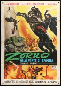 5p374 ZORRO IN THE COURT OF SPAIN Italian 1p 1962 great art of the masked hero on rearing horse!