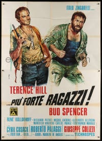 5p126 ALL THE WAY BOYS Italian 2p 1973 Casaro art of Terence Hill holding gun & Bud Spencer!