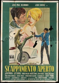 5p131 BACKFIRE Italian 2p 1964 great Ercole Brini art of Jean Seberg & Jean-Paul Belmondo!