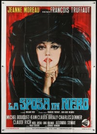 5p134 BRIDE WORE BLACK Italian 2p 1968 Francois Truffaut, cool different art of Jeanne Moreau!