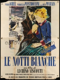 5p190 WHITE NIGHTS Italian 2p 1957 Visconti, Allard art of Schell & Marais by bridge, Dostoyevsky!