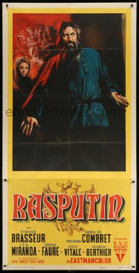 5p120 RASPUTIN Italian 39x79 1954 great art of Pierre Brasseur as The Mad Monk, ultra rare!