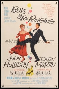 5r082 BELLS ARE RINGING 1sh 1960 image of Judy Holliday & Dean Martin singing & dancing!