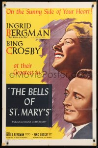5r084 BELLS OF ST. MARY'S 1sh R1957 Ingrid Bergman & Bing Crosby, on the sunny side of your heart!