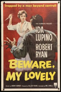 5r095 BEWARE MY LOVELY 1sh 1952 film noir, Ida Lupino trapped by a man beyond control!
