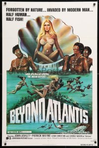5r096 BEYOND ATLANTIS 1sh 1973 great art of super sexy girl in clam with fish-eyed natives!