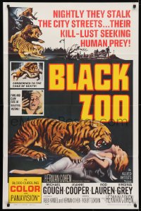 5r130 BLACK ZOO 1sh 1963 great Reynold Brown art of fang & claw killers stalking human prey!