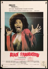 5r131 BLACKENSTEIN 1sh 1972 Black Frankenstein, wild image of sexy nearly naked woman screaming!