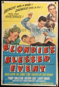 5r139 BLONDIE'S BLESSED EVENT 1sh 1942 Penny Singleton has a baby, Arthur Lake has a fit!