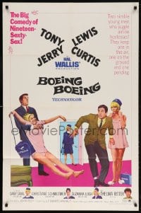 5r146 BOEING BOEING 1sh 1965 Tony Curtis & Jerry Lewis in the big comedy of nineteen sexty-sex!