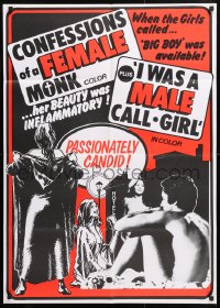 5r640 CONFESSIONS OF A FEMALE MONK/I WAS A MALE CALL GIRL Canadian 1sh 1970s different sexy images!