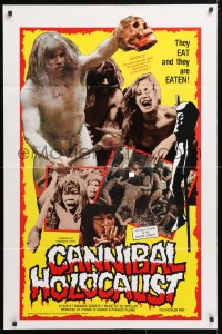 5r181 CANNIBAL HOLOCAUST 1sh 1985 rare full-color one-sheet with gruesome image!