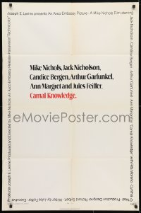 5r184 CARNAL KNOWLEDGE int'l 1sh 1971 Jack Nicholson, Candice Bergen, Art Garfunkel, Ann-Margret!