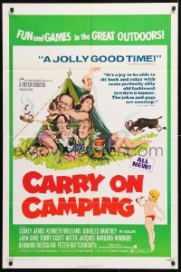 5r188 CARRY ON CAMPING 1sh 1971 Sidney James, English nudist sex, wacky outdoors artwork!