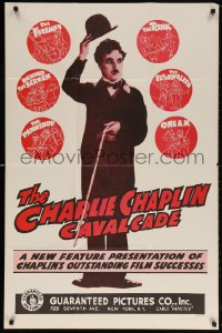 5r201 CHARLIE CHAPLIN CAVALCADE 1sh R1940s The Fireman, Behind the Screen, cool art of Chaplin!