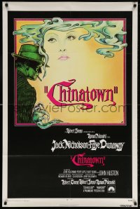 5r206 CHINATOWN int'l 1sh 1974 Jim Pearsall art of smoking Jack Nicholson & Faye Dunaway, Roman Polanski