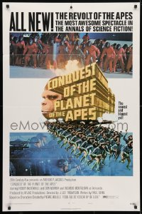 5r217 CONQUEST OF THE PLANET OF THE APES style B 1sh 1972 Roddy McDowall, the apes are revolting!