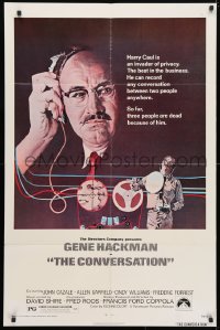 5r218 CONVERSATION 1sh 1974 art of Gene Hackman by Bernard D'Andrea, Francis Ford Coppola directed