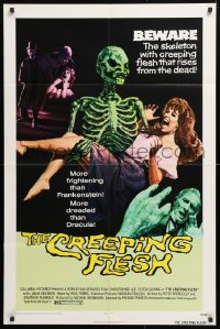 5r222 CREEPING FLESH 1sh 1972 Christopher Lee, Peter Cushing, cool art of skeleton holding girl!