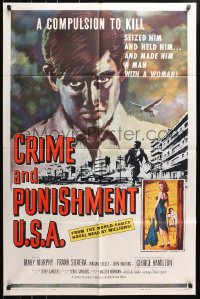 5r224 CRIME & PUNISHMENT U.S.A. 1sh 1959 introducing George Hamilton, from the world-famed novel!