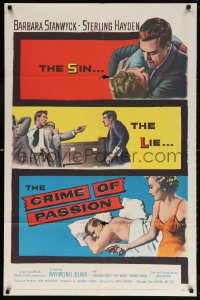 5r226 CRIME OF PASSION 1sh 1957 sexy Barbara Stanwyck, Sterling Hayden, Raymond Burr