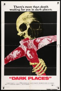 5r232 DARK PLACES 1sh 1974 cool image of skull & pick, there's more than death waiting for you!