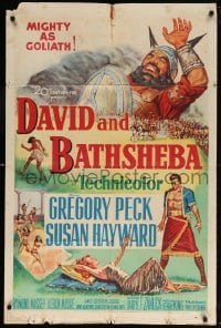 5r236 DAVID & BATHSHEBA 1sh 1951 Biblical Gregory Peck broke God's commandment for sexy Susan Hayward
