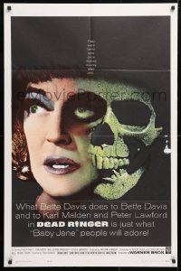 5r243 DEAD RINGER 1sh 1964 creepy close up of skull & Bette Davis, who kills her own twin!