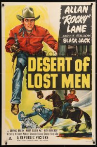 5r257 DESERT OF LOST MEN 1sh 1951 cowboy Allan Rocky Lane & his stallion Black Jack!