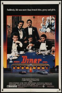 5r273 DINER 1sh 1982 Barry Levinson, Kevin Bacon, Daniel Stern, Mickey Rourke, art by Joe Garnett!