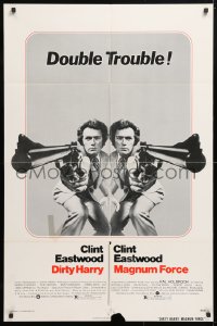 5r278 DIRTY HARRY/MAGNUM FORCE 1sh 1975 cool mirror image of Clint Eastwood, double trouble!