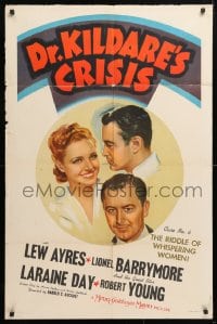 5r293 DR. KILDARE'S CRISIS 1sh 1940 Lew Ayres, Laraine Day, Robert Young