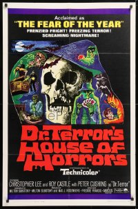 5r295 DR. TERROR'S HOUSE OF HORRORS 1sh 1965 Christopher Lee, cool horror montage art!