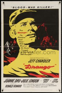 5r298 DRANGO 1sh 1957 art of Jeff Chandler, a man against a town gone mad with lust!
