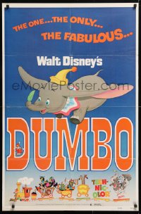5r308 DUMBO 1sh R1972 colorful art from Walt Disney circus elephant classic!