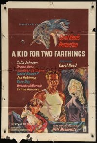 5r493 KID FOR TWO FARTHINGS English 1sh 1956 art of sexy Diana Dors, directed by Carol Reed!