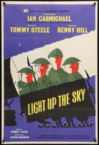 5r529 LIGHT UP THE SKY English 1sh 1960 Benny Hill, Ian Carmichael, cool art of wacky soldiers!