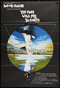 5r583 MAN WHO FELL TO EARTH English 1sh 1976 Roeg, art of David Bowie by Vic Fair, ultra-rare!